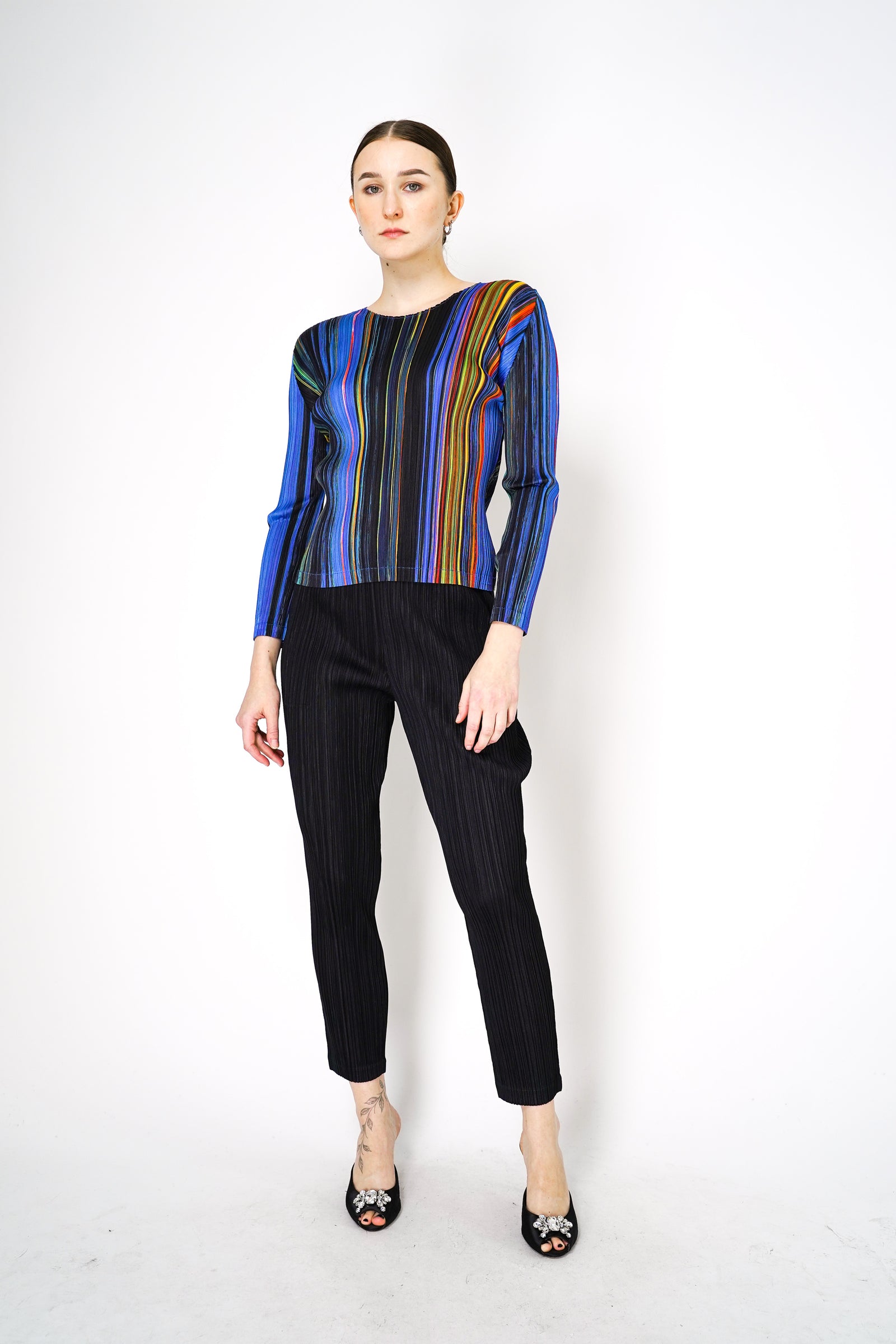 Pleats Please Issey Miyake Warp Long Sleeve Top in