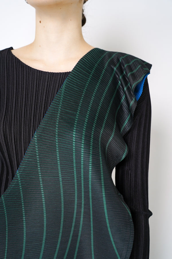 Pleats Please Issey Miyake Wormhole Scarf Vest in Black Multicolour Vancouver. Shop Online or in Store. 
