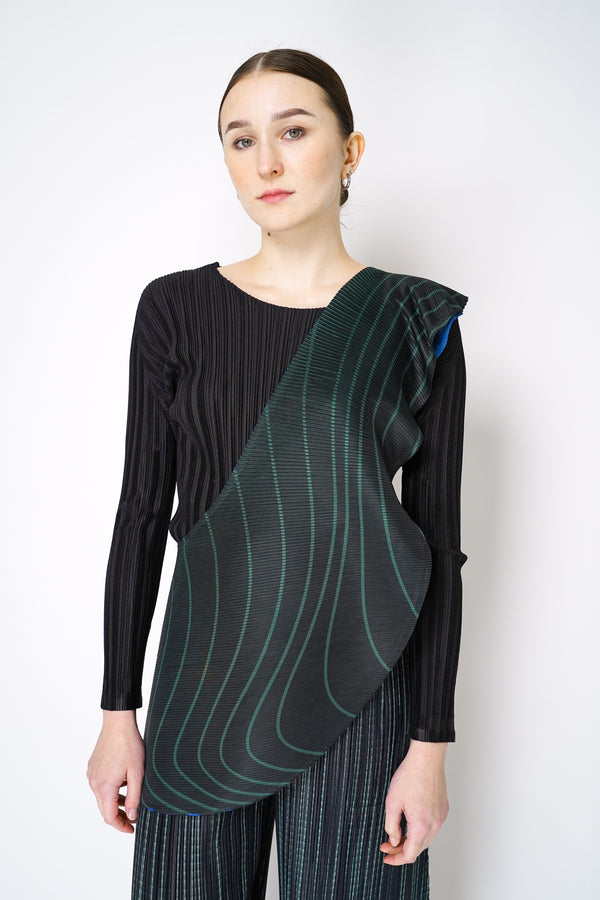 Pleats Please Issey Miyake Wormhole Scarf Vest in Black Multicolour Vancouver. Shop Online or in Store. 
