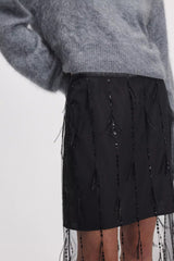 Rag & Bone Geena Feathered Organza Skirt in Black