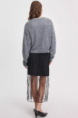 Rag & Bone Geena Feathered Organza Skirt in Black