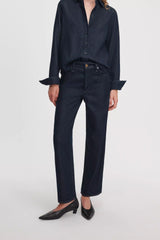 Rag & Bone High Rise Featherweight Wide Leg Andi Jeans in Dark Blue Wash