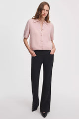 Rag & Bone Jada Brushed Cashmere Short Sleeve Cardigan in Pink