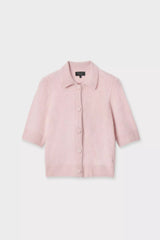 Rag & Bone Jada Brushed Cashmere Short Sleeve Cardigan in Pink