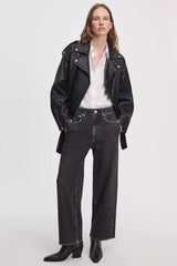 Rag & Bone Miramar Ankle Length Wide Leg Pull-On Pants in Black wash
