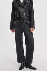 Rag & Bone Miramar Ankle Length Wide Leg Pull-On Pants in Black wash