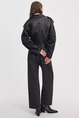 Rag & Bone Miramar Ankle Length Wide Leg Pull-On Pants in Black wash