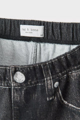 Rag & Bone Miramar Ankle Length Wide Leg Pull-On Pants in Black wash