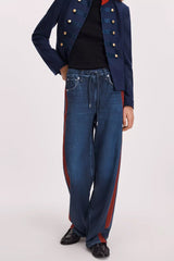 Rag & Bone Miramar Drawstring Track Jeans in Nolita Red Stripes