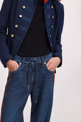 Rag & Bone Miramar Drawstring Track Jeans in Nolita Red Stripes