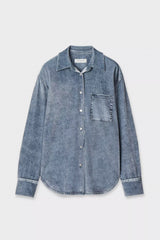 Rag & Bone Miramar Velvet Connie Button-Up in Silver Blue Wash