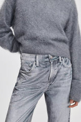 Rag & Bone Miramar Velvet Shea Relaxed Straight Pants in Silver Blue Wash
