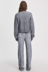 Rag & Bone Miramar Velvet Shea Relaxed Straight Pants in Silver Blue Wash