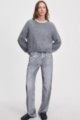 Rag & Bone Miramar Velvet Shea Relaxed Straight Pants in Silver Blue Wash
