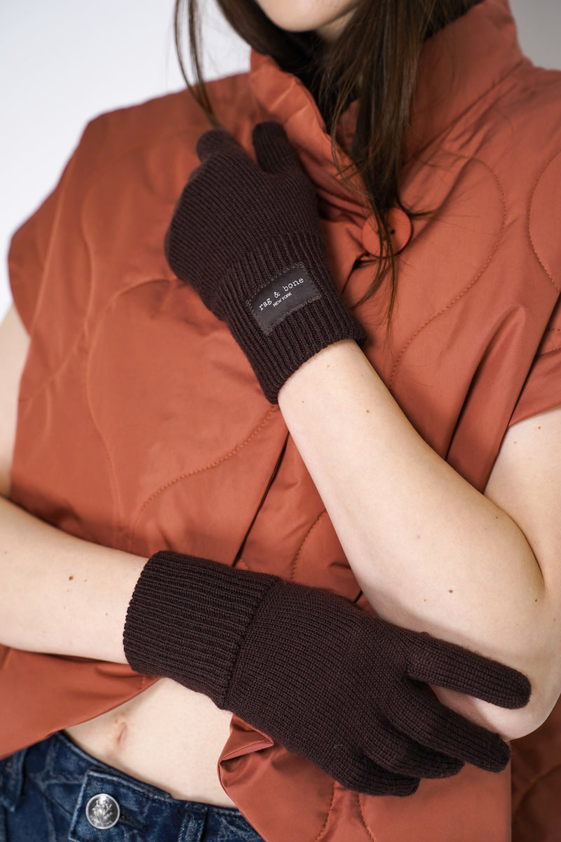 Rag & Bone Addison Tech Gloves in Chocolate Brown Vancouver. Shop Online or in Store