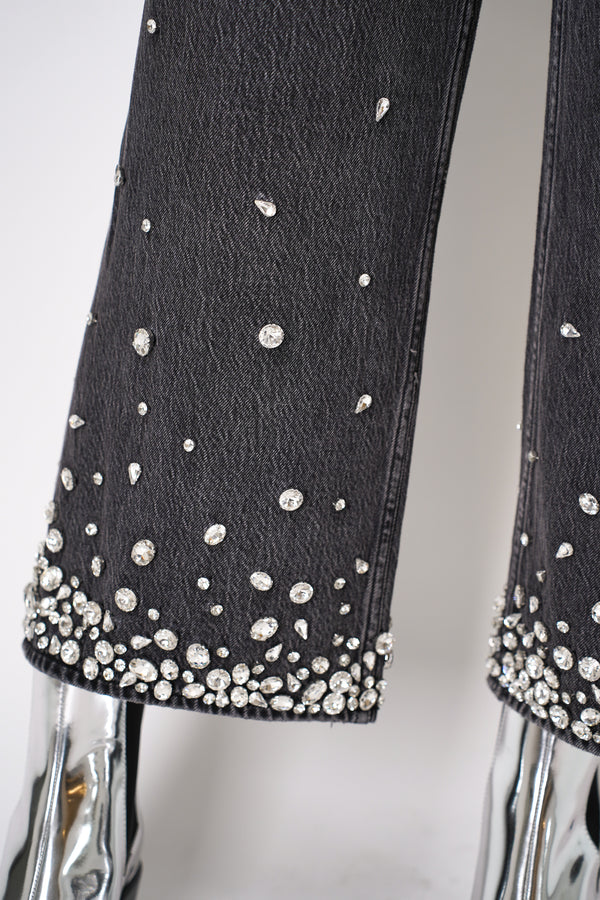Rag & Bone Andi Embellished High-Rise Cropped Jeans in Black Vancouver. Shop Online or in Store