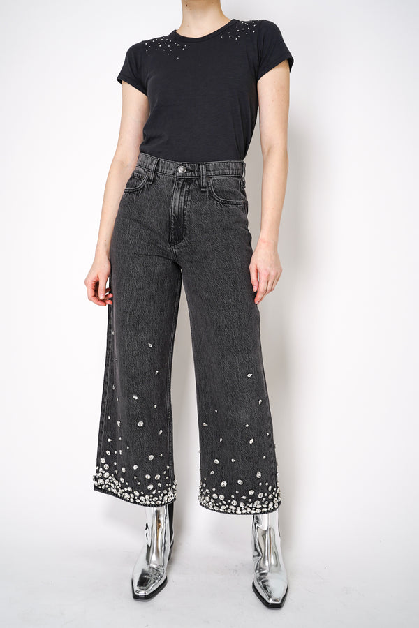 Rag & Bone Andi Embellished High-Rise Cropped Jeans in Black Vancouver. Shop Online or in Store