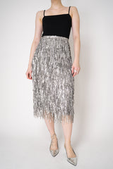 Rag & Bone Billie Sequined Tassel Midi Skirt in Silver Vancouver. Shop Online or in Store.