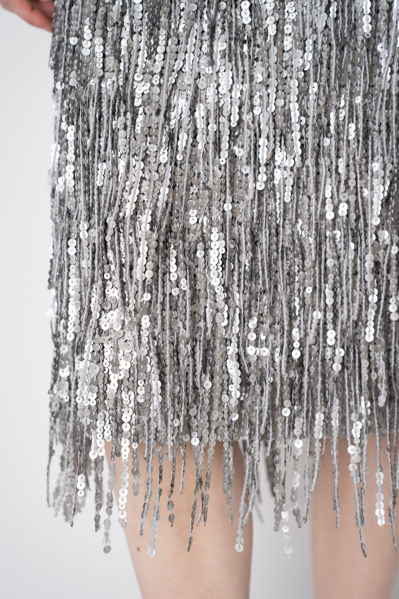 Rag & Bone Billie Sequined Tassel Midi Skirt in Silver Vancouver. Shop Online or in Store.