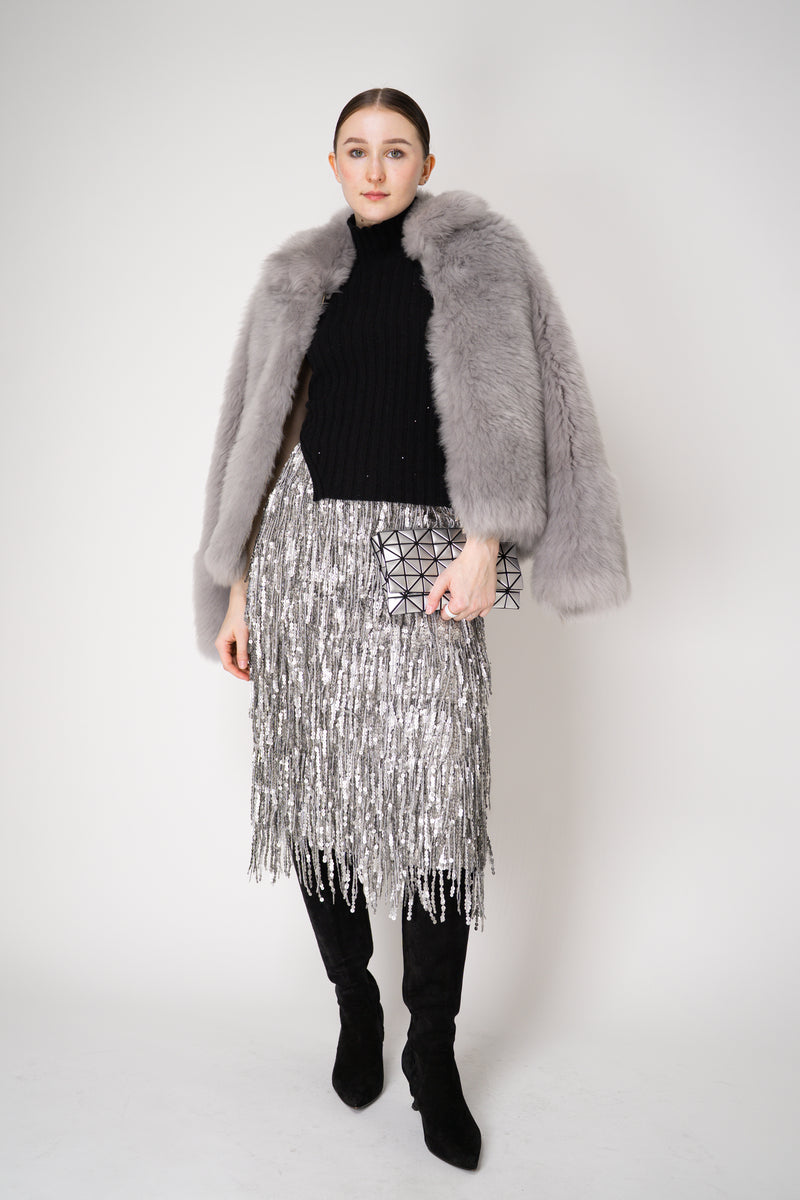 Rag & Bone Billie Sequined Tassel Midi Skirt in Silver Vancouver. Shop Online or in Store.
