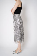 Rag & Bone Billie Sequined Tassel Midi Skirt in Silver Vancouver. Shop Online or in Store.