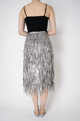 Rag & Bone Billie Sequined Tassel Midi Skirt in Silver Vancouver. Shop Online or in Store.