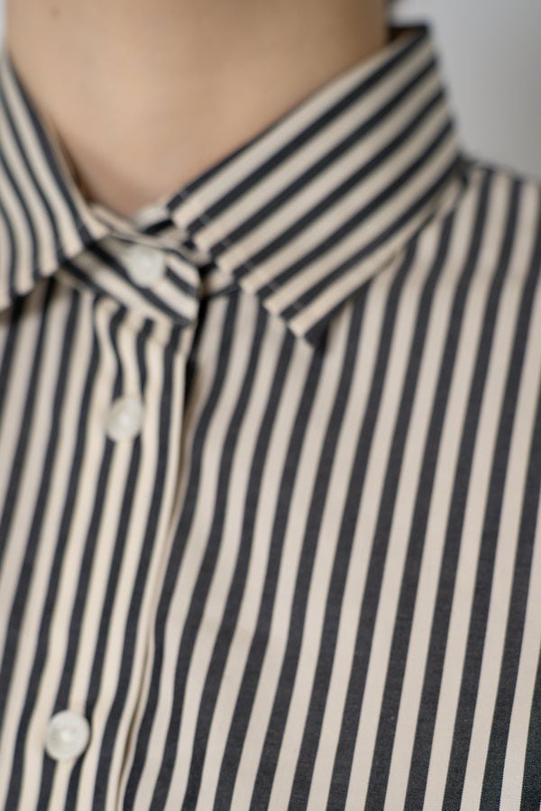 Rag & Bone "Connie" Striped Cotton Poplin Button-Up Blouse in Antique White and Navy Vancouver. Shop Online or in Store.