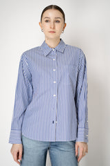 Rag & Bone Connie Striped Poplin Button-Up Shirt in Navy and White Vancouver. Shop Online or in Store.