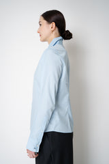 Rag & Bone Cotton Poplin "Dayton" Round Hem Classic Button-Up Blouse in Light Blue Vancouver. Shop Online or in Store.