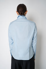 Rag & Bone Cotton Poplin "Dayton" Round Hem Classic Button-Up Blouse in Light Blue Vancouver. Shop Online or in Store.