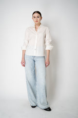 Rag & Bone Cotton Poplin "Dayton" Round Hem Classic Button-Up Blouse in White Vancouver. Shop Online or in Store.