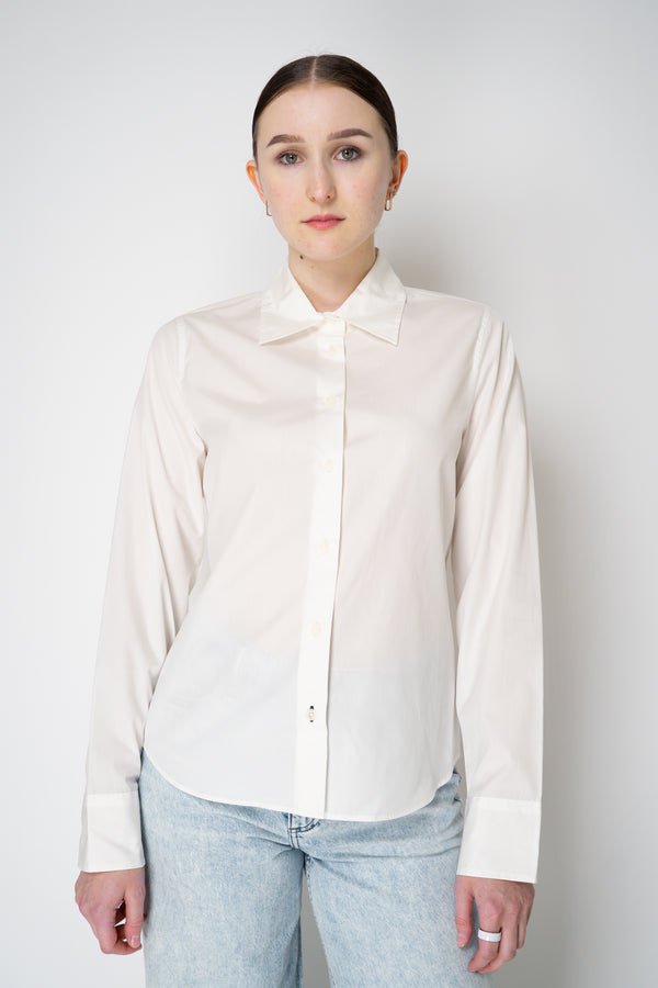 Rag & Bone Cotton Poplin "Dayton" Round Hem Classic Button-Up Blouse in White Vancouver. Shop Online or in Store.