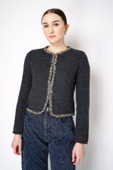 Rag & Bone Davies Cardigan with Lurex Tweed Trim in Charcoal Vancouver. Shop Online or in Store