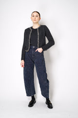 Rag & Bone Davies Cardigan with Lurex Tweed Trim in Charcoal Vancouver. Shop Online or in Store