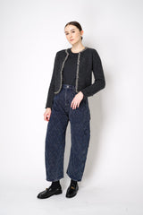 Rag & Bone Davies Cardigan with Lurex Tweed Trim in Charcoal Vancouver. Shop Online or in Store