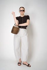 Rag & Bone "Dina" Tipped Short Sleeve Cardigan in Chocolate Brown Vancouver. Shop Online or in Store.