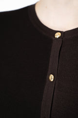 Rag & Bone "Dina" Tipped Short Sleeve Cardigan in Chocolate Brown Vancouver. Shop Online or in Store.