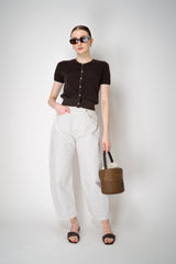 Rag & Bone "Dina" Tipped Short Sleeve Cardigan in Chocolate Brown Vancouver. Shop Online or in Store.