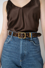 Rag & Bone Gold Hardware Calf Hair Leopard Print Belt in Brown Vancouver. Shop Online or in Store.