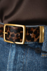 Rag & Bone Gold Hardware Calf Hair Leopard Print Belt in Brown Vancouver. Shop Online or in Store.