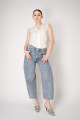 Rag & Bone Jewel Embellished Charlie High-Rise Barrel Jeans in Light Blue Vancouver. Shop Online or in Store.