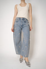 Rag & Bone Jewel Embellished Charlie High-Rise Barrel Jeans in Light Blue Vancouver. Shop Online or in Store.
