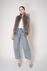 Rag & Bone Jewel Embellished Charlie High-Rise Barrel Jeans in Light Blue Vancouver. Shop Online or in Store.