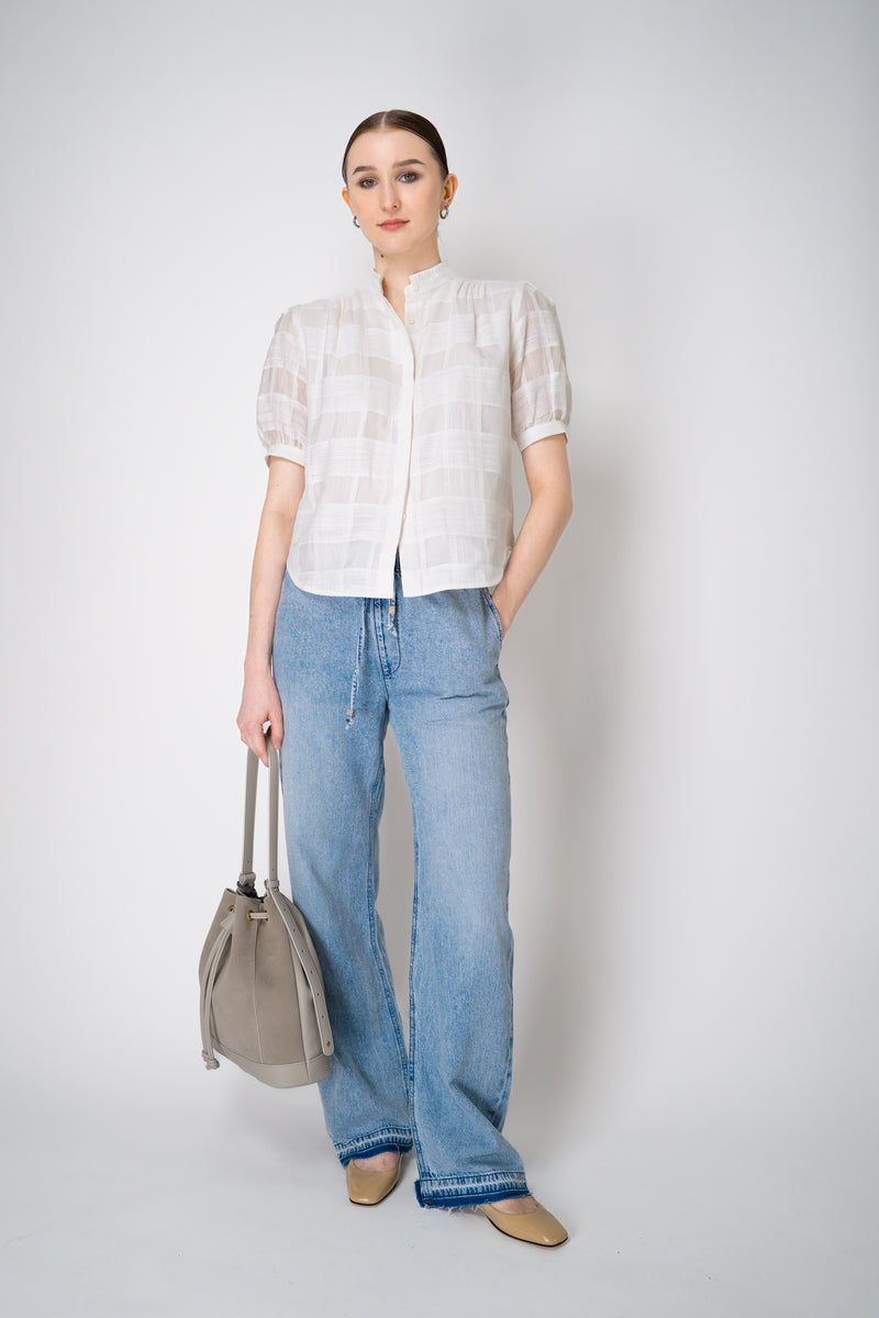 Rag & Bone "Jordan" Short Sleeve Plaid Top in White Vancouver. Shop Online or in Store.