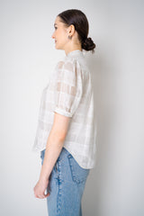 Rag & Bone "Jordan" Short Sleeve Plaid Top in White Vancouver. Shop Online or in Store.