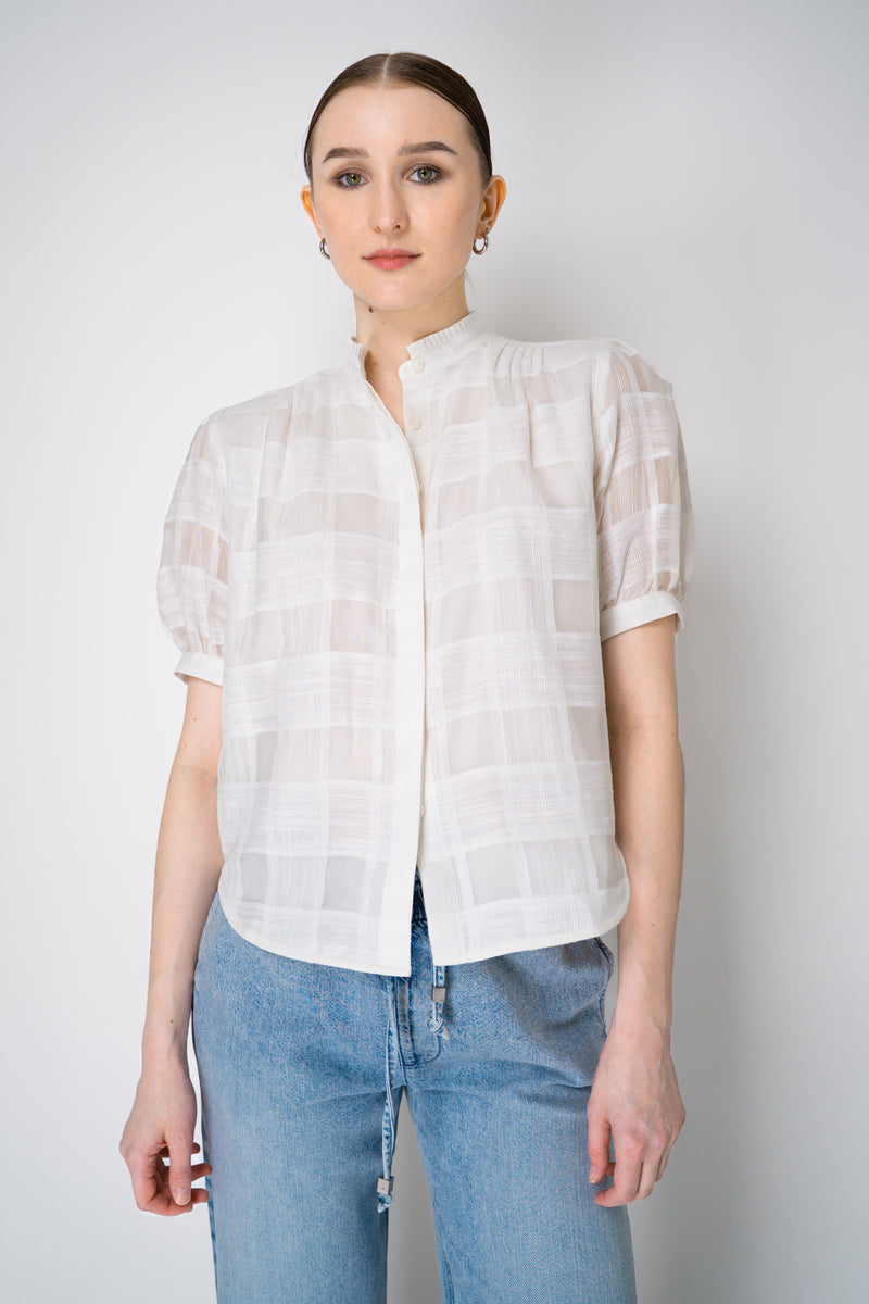 Rag & Bone "Jordan" Short Sleeve Plaid Top in White Vancouver. Shop Online or in Store.