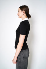 Rag & Bone Knit Polo Shirt with Contrasting Neckline in Black Vancouver. Shop Online or in Store. 