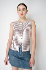 Rag & Bone Knit Stripe Boatneck Tank Top in White and Burgundy Vancouver. Shop Online or in Store.