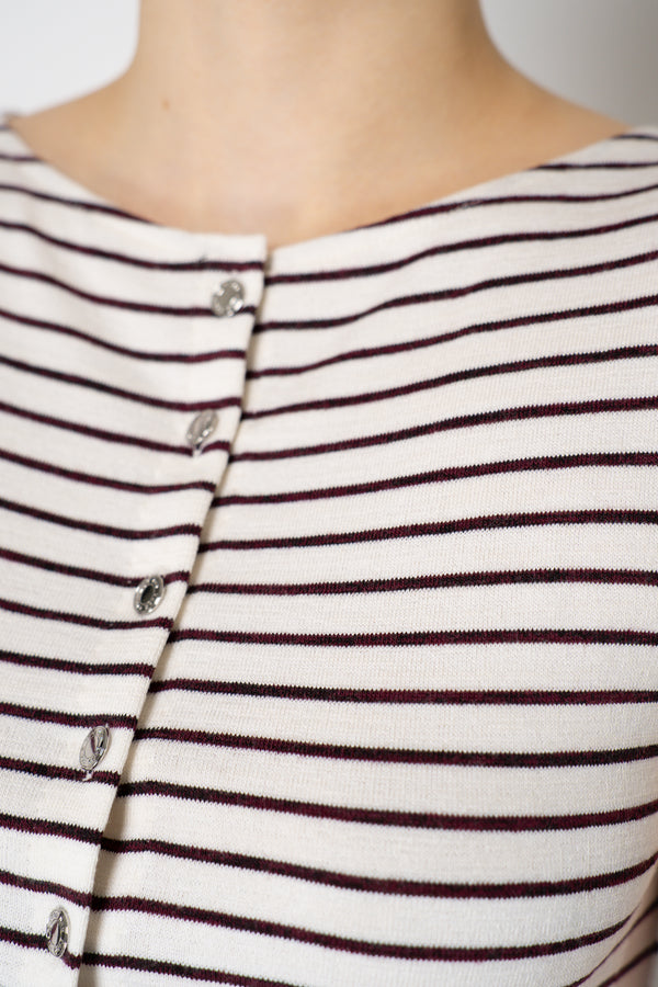 Rag & Bone Knit Stripe Boatneck Tank Top in White and Burgundy Vancouver. Shop Online or in Store.