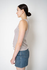 Rag & Bone Knit Stripe Boatneck Tank Top in White and Burgundy Vancouver. Shop Online or in Store.